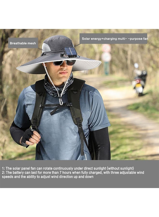 fdsport Wide Brim Sun Hat with Solar Fan, Solar Fan Hat, Men Sunscreen Sun Hats with Fans, SolarFan Outdoor - Image 4