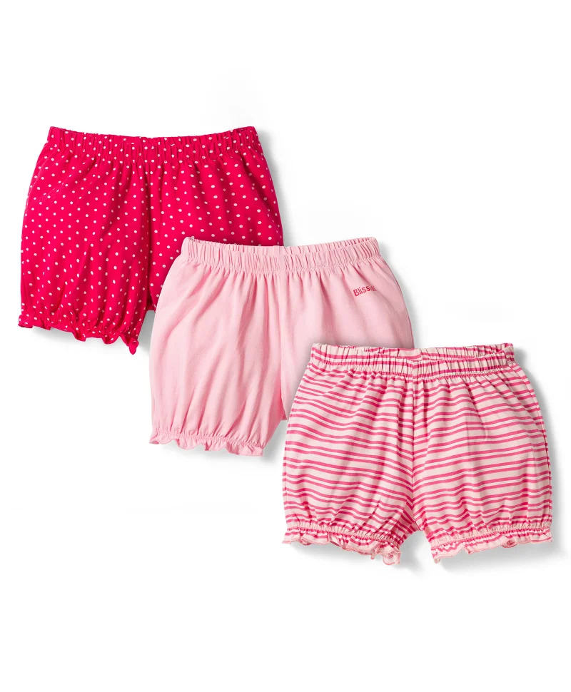 Pine Kids Pine Kids Cotton Elastane Knit Bloomers With Polka Dot Print Pack Of 3 - Multicolor