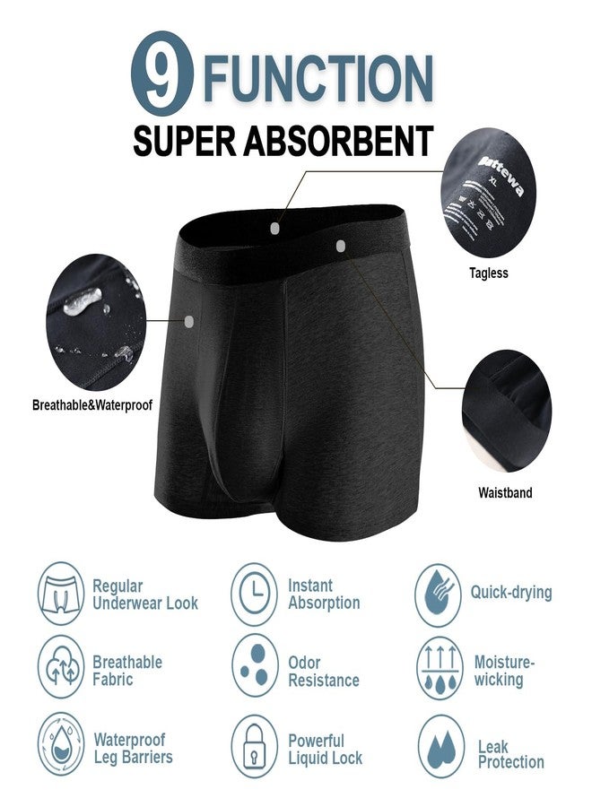 BATTEWA Mens Incontinence Underwear Washable, Leak Proof Underwear for Men,with Front Absorbency Area for Urine Leakage Protective 50ml. (Medium, 2Gray) - Image 4