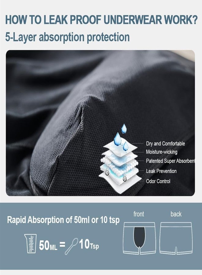 BATTEWA Mens Incontinence Underwear Washable, Leak Proof Underwear for Men,with Front Absorbency Area for Urine Leakage Protective 50ml. (Medium, 2Gray) - Image 2
