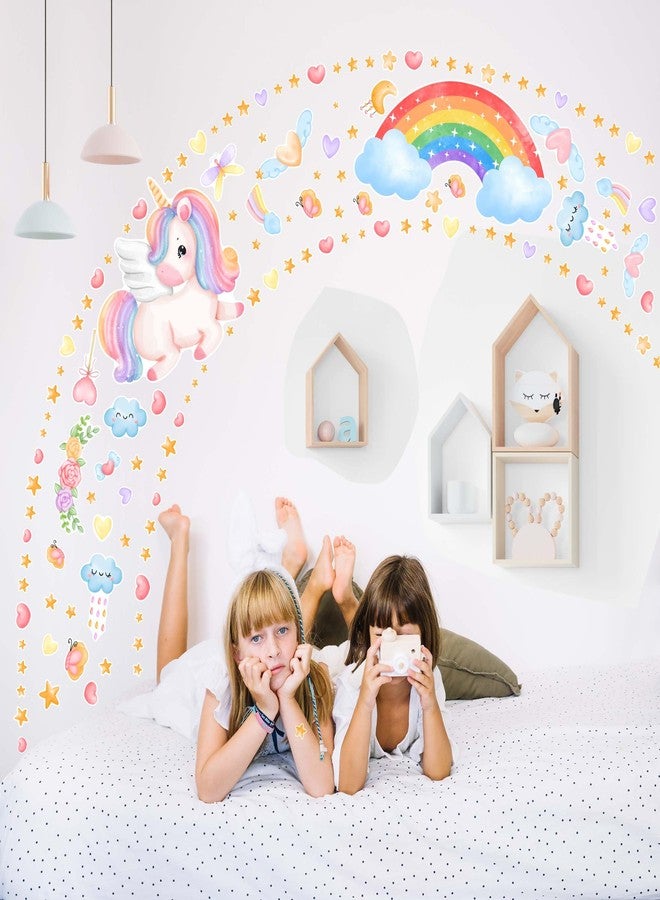 Robmoda Large Unicorn and Rainbow Wall Decals Glow in The Dark, Cute Stars Stickers for Baby Girls Room, Luminous Ceiling Decor for Bedroom Playroom Nursery - Image 4