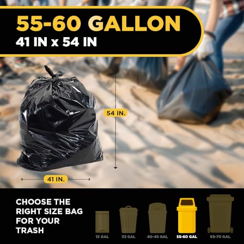 Aluf Plastics 55-60 Gallon Trash Bags Source Reduction Series Value High Density 22 Micron (equiv) Intended for Home, Office, Bathroom, Paper, Styrofoam (Pack of 150) - Image 2