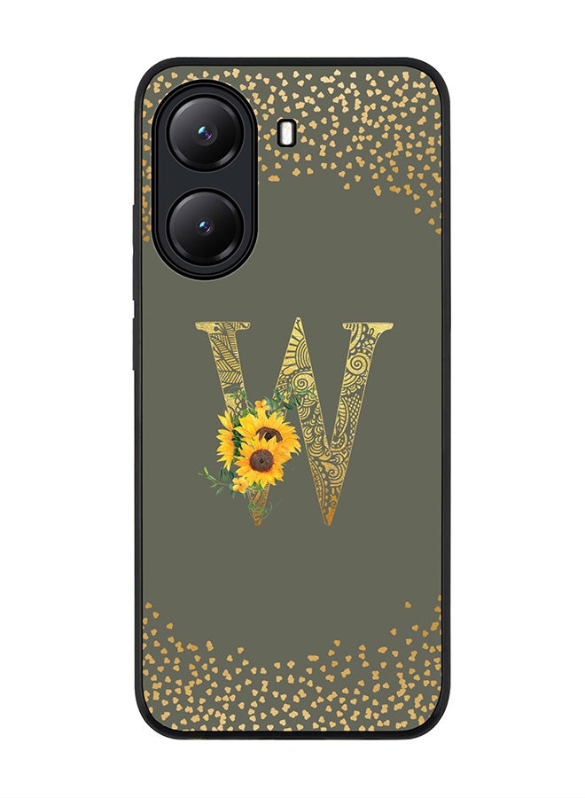 Stylizedd For Xiaomi Poco X7 Pro 5G Case,Slim fit Camera Protection, Shockproof Thin Phone cover  - Custom Floral Monogram - W  (Olive Green ) - Image 1