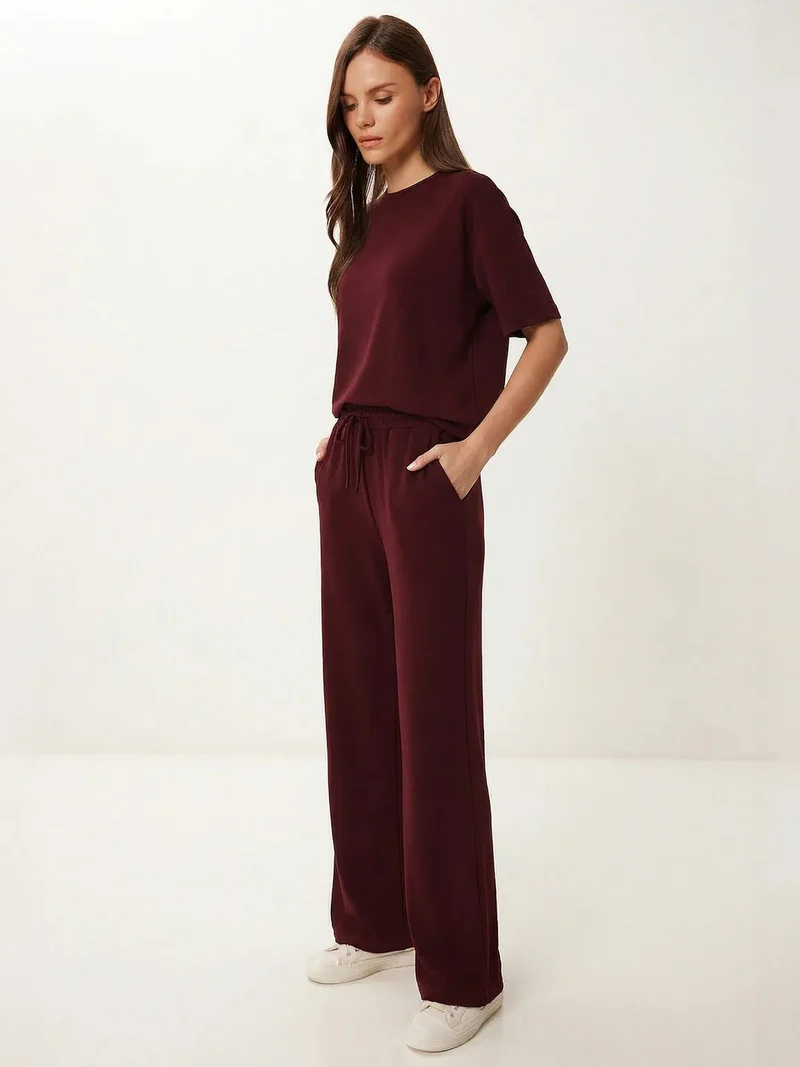السعادة في إسطنبول ISTANBUL Basic Mid Waist Wide Leg Co-ord Set