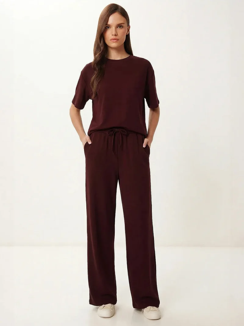 السعادة في إسطنبول ISTANBUL Basic Mid Waist Wide Leg Co-ord Set