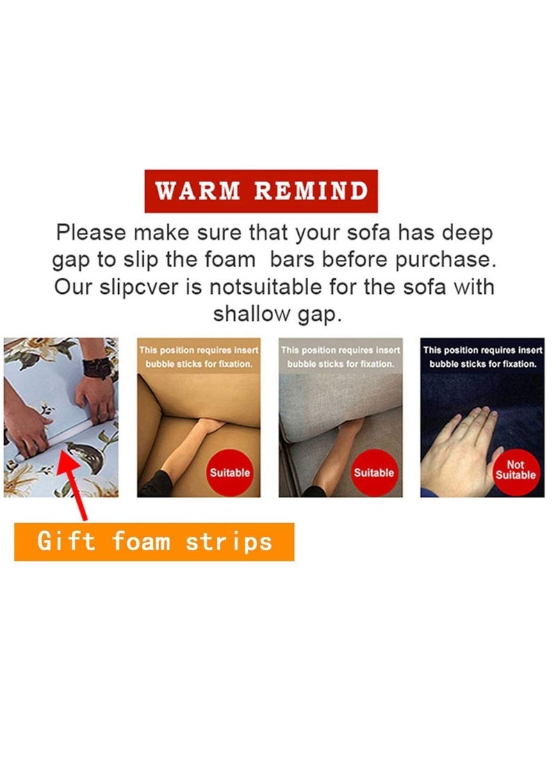 KASTWAVE أغطية كنبة لـ 3 وسائد أغطية كنبة مطاطية أغطية مناسبة واقي أثاث غطاء كنبة مطبوع غطاء كنبة أنيق مع 1 غلاف وسادة (3 مقاعد 190-230 سم) - Image 2