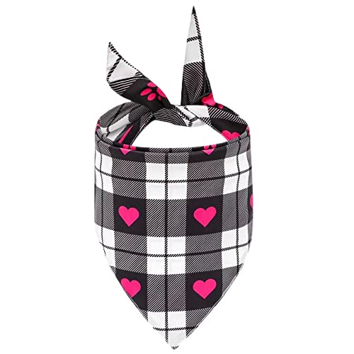KUTKUT Valentines Day Dog Bandana | Reversible Dog Triangle Scarf | Dog Wedding Bandana Heart Paws Print Pet Kerchief Accessories for Large Medium Small Dogs Cats Pets (Size: 70 x 48 x 48 cm) - Image 1
