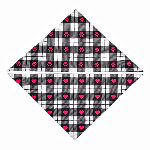 KUTKUT Valentines Day Dog Bandana | Reversible Dog Triangle Scarf | Dog Wedding Bandana Heart Paws Print Pet Kerchief Accessories for Large Medium Small Dogs Cats Pets (Size: 70 x 48 x 48 cm) - Image 2