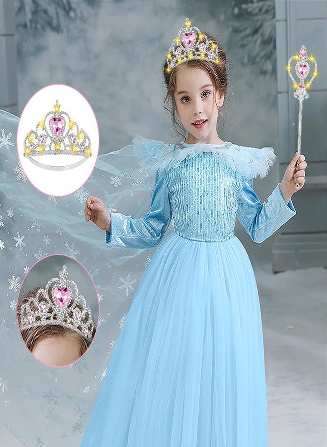 Vicloon 2PCS Light Up Princess Crown and Wands, Princess Dress Up Accessories for Little Girls, Princess Tiara Jewelry Toy for 3-6 Girl Christmas Birthday Cosplay Crown - Image 4