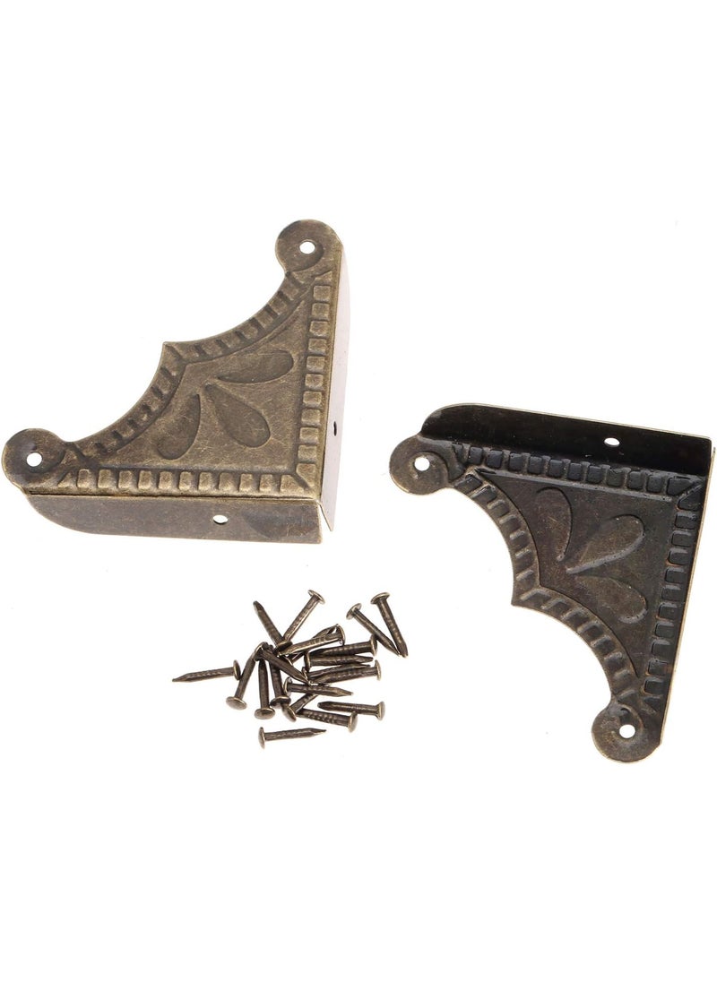 Dophee dophee Antique Brass Box Corner Covers Decorative Corner Protectors Guards Edge Covers for Jewelry Box Chest Table Desk Photo Frame Panal 153x153x19712Pack  - Image 3