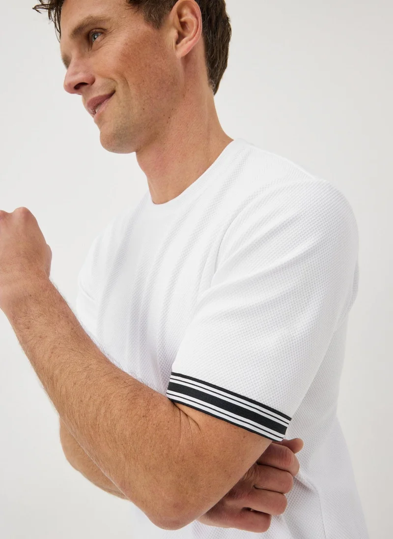 Matalan White Textured Tape T-Shirt
