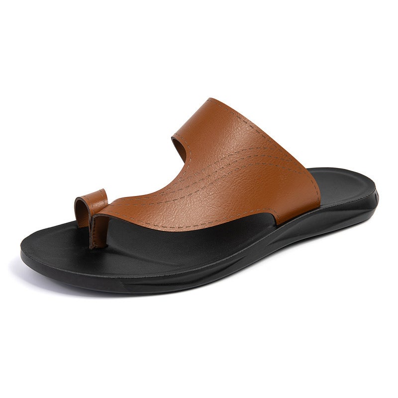 Men'S Summer Thick-Soled Sandals, Non-Slip, Wear-Resistant, Closed-Toe Beach Shoes, Outdoor Casual Leather Slippers - Image 3