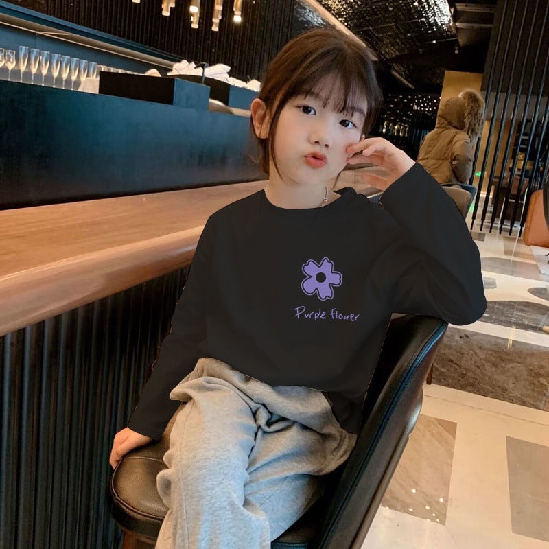 H2329#100% Cotton Children's Long Sleeve Backing Shirt Spring and Autumn Cartoon Printing Western Style Leisure T-Shirt Baby Girl Tide - Image 5