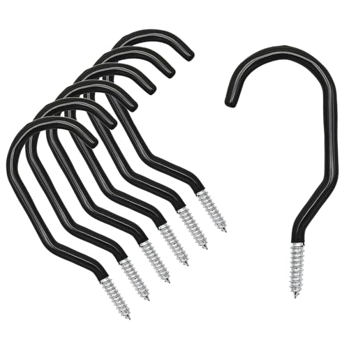 Scartink 6PCS Black Heavy Duty Bike Storage Hooks Bicycle Wall Mounted Hooks Large Screw Hooks for Wall,Ceiling - Image 1