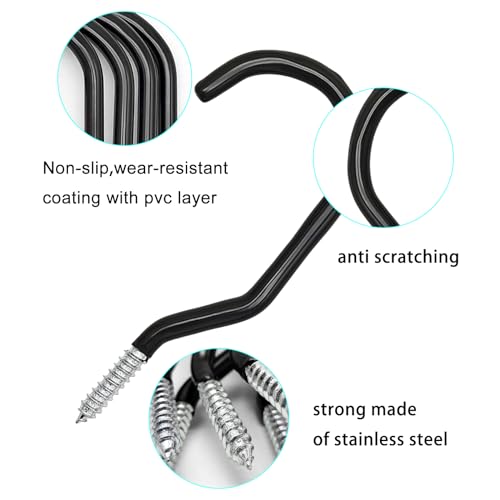 Scartink 6PCS Black Heavy Duty Bike Storage Hooks Bicycle Wall Mounted Hooks Large Screw Hooks for Wall,Ceiling - Image 2