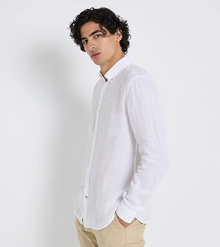 بين شيرمان Ben Sherman Men's Long Sleeve Solid Shirts