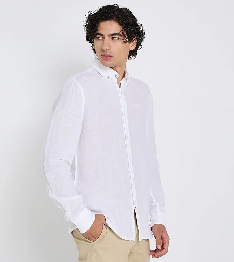 بين شيرمان Ben Sherman Men's Long Sleeve Solid Shirts