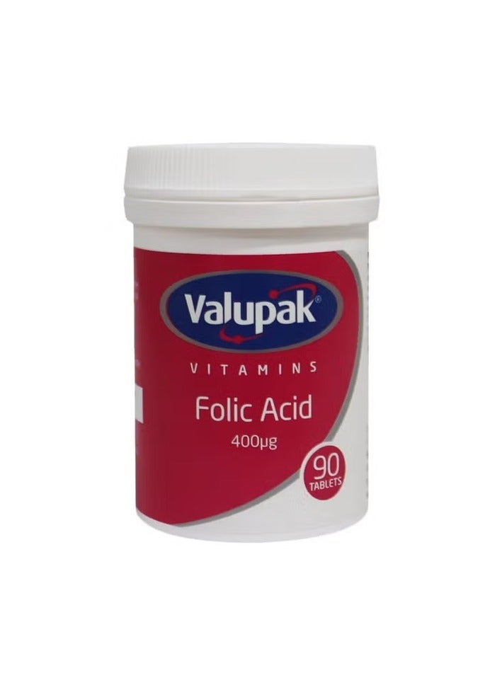 Valupak Folic Acid 400 mcg Tablets 90's - Image 1