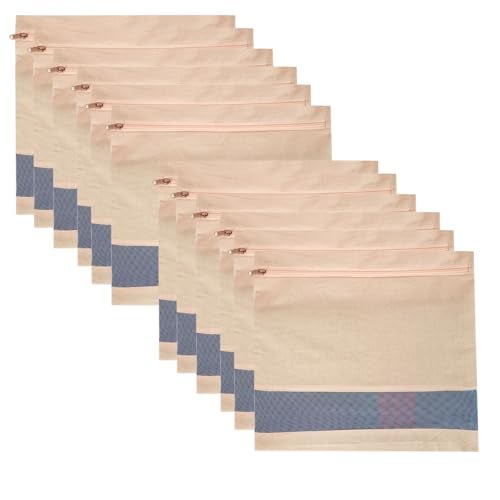 COMFORT WEAVE Cotton Saree Covers with Zip Closure | Clothes Organizer with Transparent Mesh Window | Multipurpose Storage Bag for Wardrobe | Space-Saving Storage Bag (16 x 14)(Beige) (Pack of 12) - Image 1