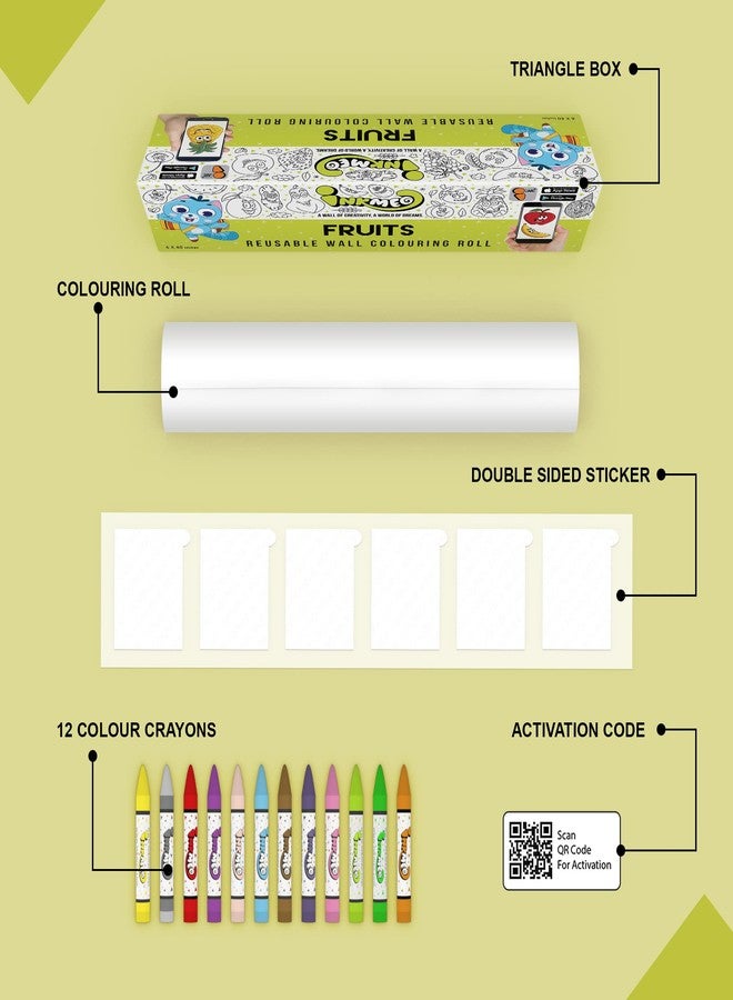 Inkmeo | Fruits Wall Colouring Roll | AR Enabled | Interactive Educational Learning Chart | for Kids | of All Ages | Best Gift | Size (6 X 40 Inches) | Healthy Eating Habits,Juicy Fruits - Image 3
