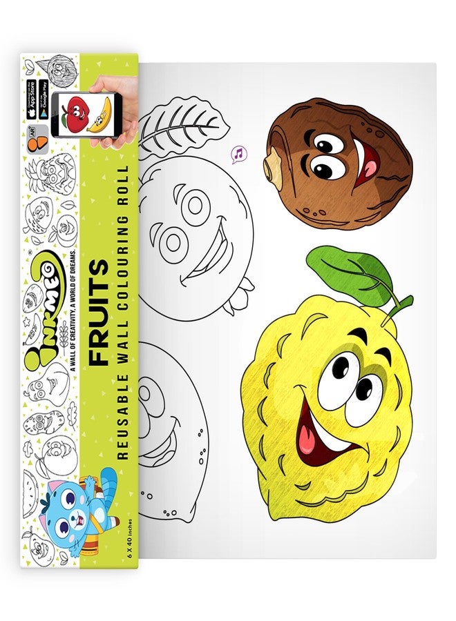 Inkmeo | Fruits Wall Colouring Roll | AR Enabled | Interactive Educational Learning Chart | for Kids | of All Ages | Best Gift | Size (6 X 40 Inches) | Healthy Eating Habits,Juicy Fruits - Image 1