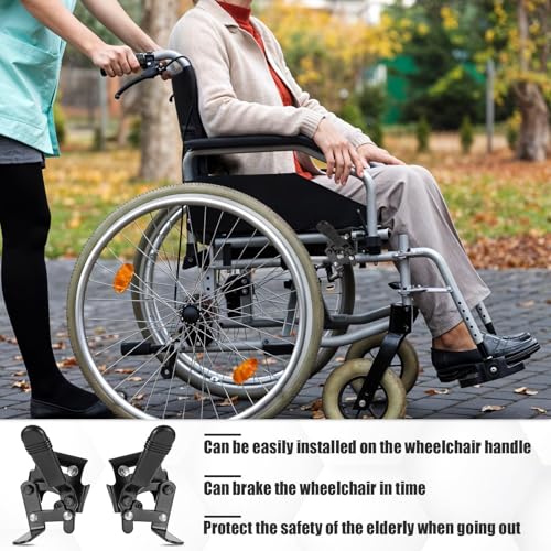 Hariendny Heavy Duty Wheelchair Brakes, Wheel Locks, Universal Brake Replacement Parts for 7/8" Tubing, Side Mount Bolt on Style (1 Pair) - Image 5