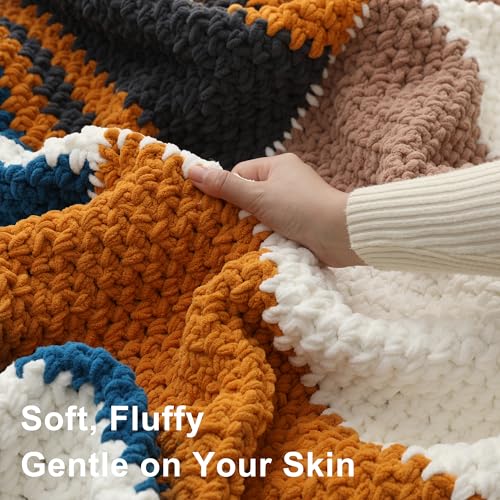 Knyteruna #6 Super Bulky Blanket Yarn for Crocheting - 4 Skeins(Each 10.5oz/300g, 220yds/201m), Chunky Chenille Thick Plush Big Soft Yarn for Crocheting Knitting Blankets, Beige White - Image 4