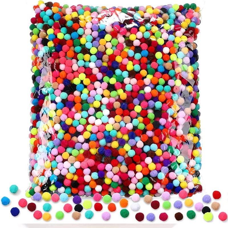 KRYTONE �1CM Assorted Pom Poms, Craft Pom Pom Balls, Colorful Pompoms for DIY Creative Crafts Decorations, Kids Craft Project (300PCS) - Image 1