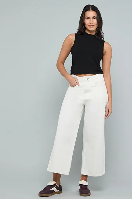 R&b Ribbed Sleeveless Top with High Neck