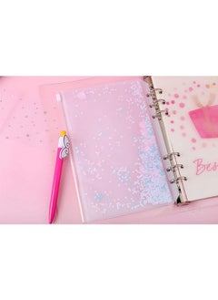 Chris.W 2 Pack Clear Plastic Zipper Pockets Envelopes For A5 6-Ring Binder Notebook, Built-In Glitter Flakes Decorations (A5 Size)  - Image 5