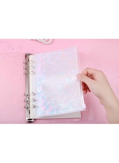 Chris.W 2 Pack Clear Plastic Zipper Pockets Envelopes For A5 6-Ring Binder Notebook, Built-In Glitter Flakes Decorations (A5 Size)  - Image 3