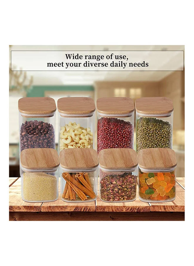 1Chase Borosilicate Square Glass Storage Jar With Air Tight Bamboo Lid 1100 ML, Set of 2
