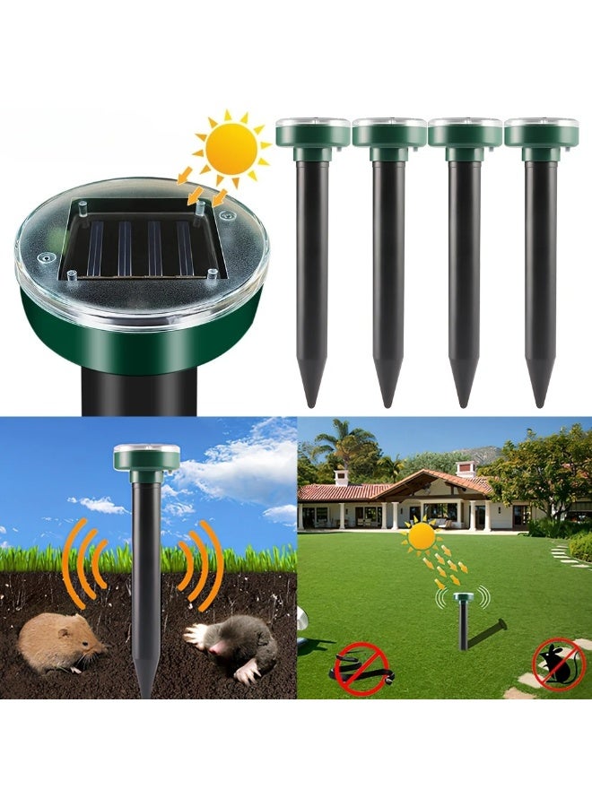 4-Pack Solar Powered Ultrasonic Mole Rodent Pest Repeller for Yard & Garden - Image 1
