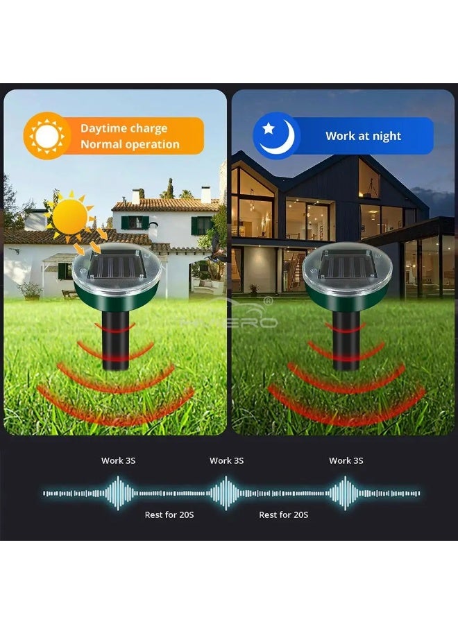 4-Pack Solar Powered Ultrasonic Mole Rodent Pest Repeller for Yard & Garden - Image 3