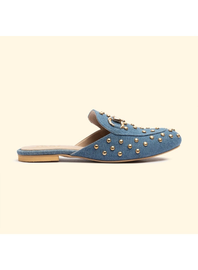 BOU CAMILA STUD MULES - Camila Raw Denim - Image 2