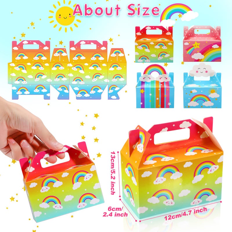 Nezyo 24 Pack Rainbow Party Favor Boxes Cloud Treat Rainbow Party Decorations Favors Kraft Paper Goodie Boxes with Handles Candy Goodies Gift for Kids Birthday Baby Shower Supplies - Image 2