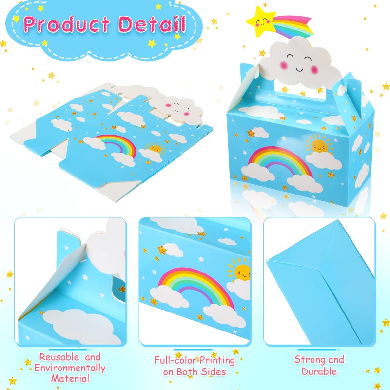 Nezyo 24 Pack Rainbow Party Favor Boxes Cloud Treat Rainbow Party Decorations Favors Kraft Paper Goodie Boxes with Handles Candy Goodies Gift for Kids Birthday Baby Shower Supplies - Image 3