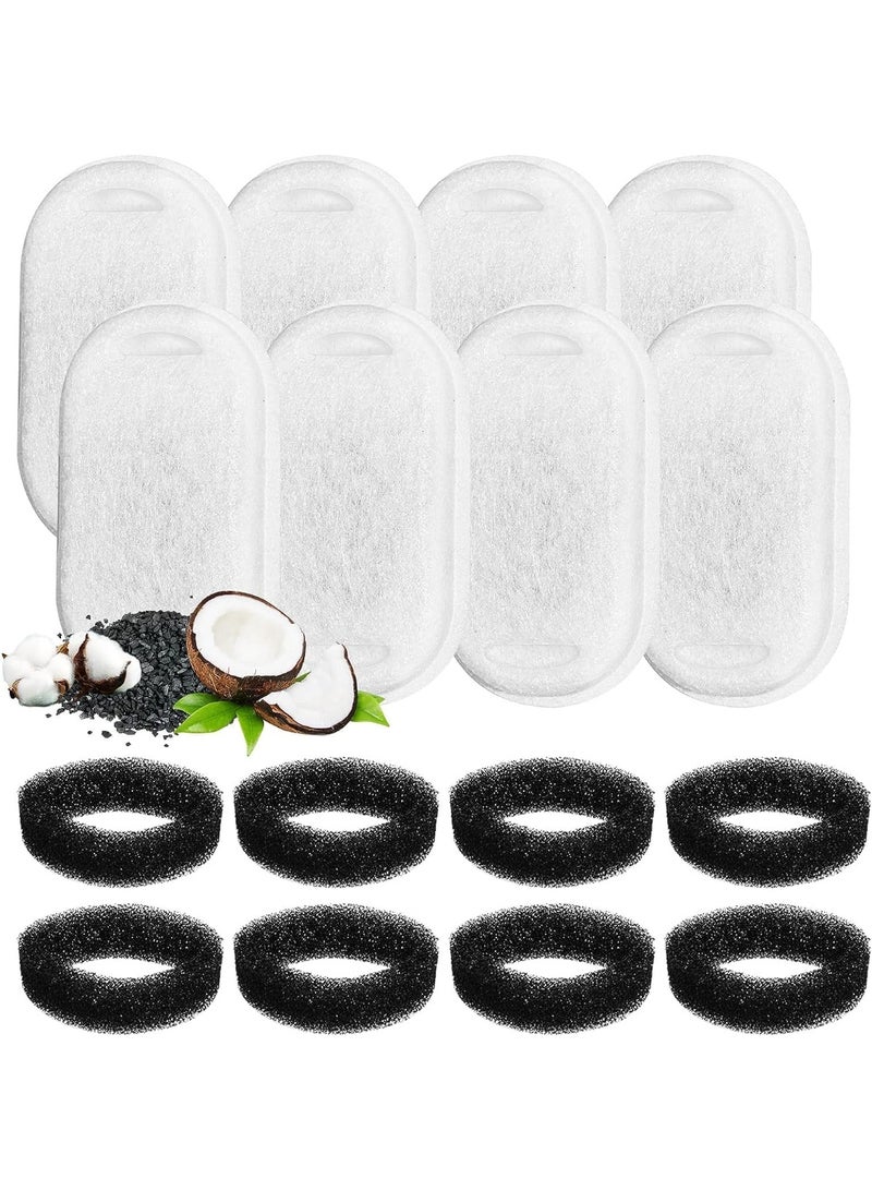 8+8PCS Cat Water Fountain Filters, Cats Fountain Filter Replacement for 108oz/3.2L & 67oz/2L Stainless Steel Cat Water Fountain, Pet Fountain Activated Carbon Replaced Filter(8+8PCS) - Image 1