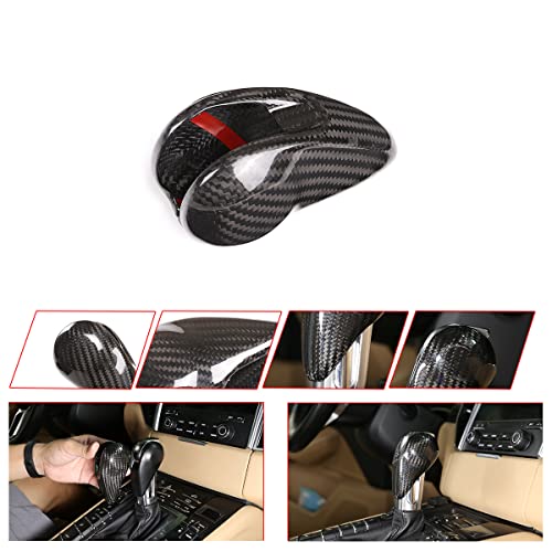 YUECHI 100% Real Carbon Fiber Interior Gear Shift Head Cover Knob Trim Car Accessories for Porsche Macan Panamera Cayman Boxster 911 718 2008-2020 - Image 2