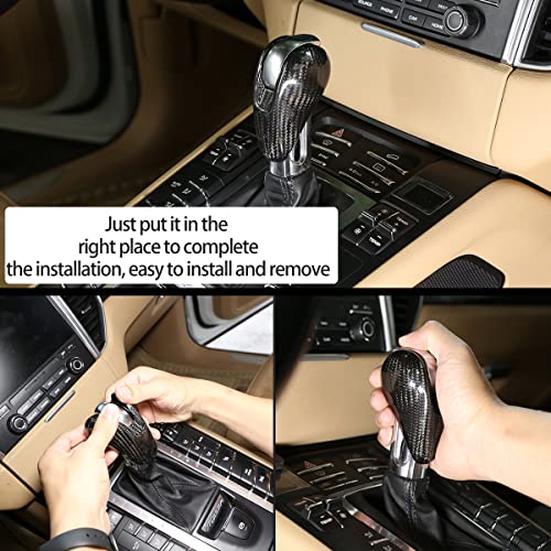 YUECHI 100% Real Carbon Fiber Interior Gear Shift Head Cover Knob Trim Car Accessories for Porsche Macan Panamera Cayman Boxster 911 718 2008-2020 - Image 3