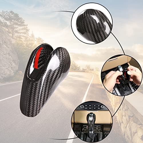 YUECHI 100% Real Carbon Fiber Interior Gear Shift Head Cover Knob Trim Car Accessories for Porsche Macan Panamera Cayman Boxster 911 718 2008-2020 - Image 4