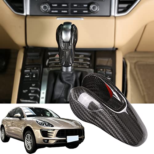 YUECHI 100% Real Carbon Fiber Interior Gear Shift Head Cover Knob Trim Car Accessories for Porsche Macan Panamera Cayman Boxster 911 718 2008-2020 - Image 1