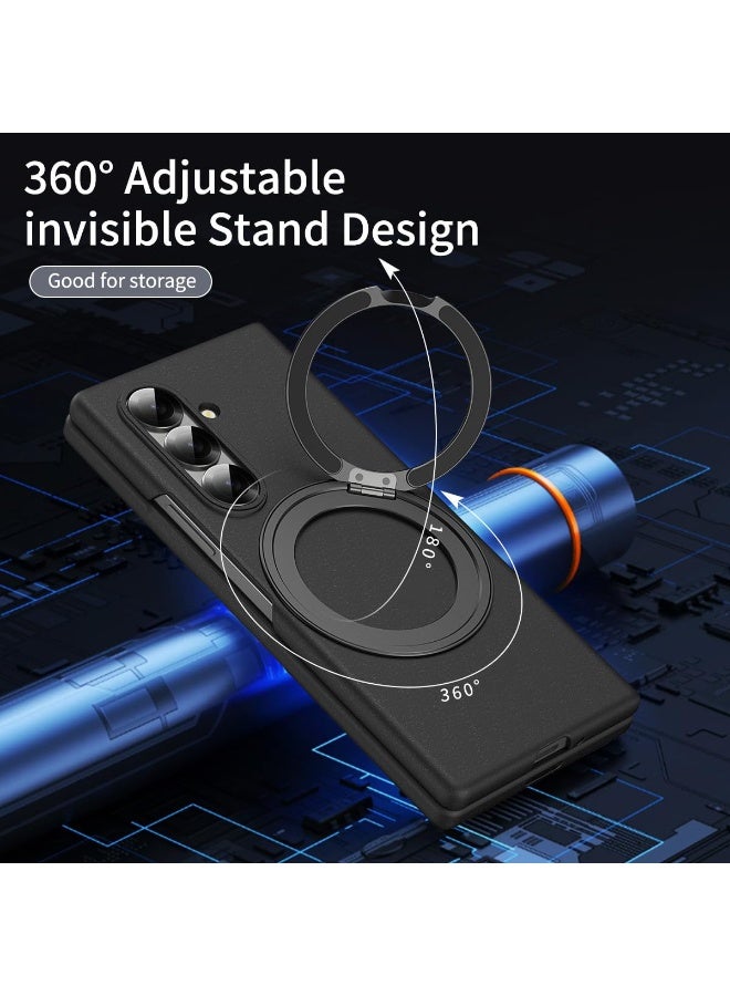 general Magnetic Case for Samsung Galaxy Z Fold 7 5G [Built-in Screen Protector] [Support Wireless Charging] Micro-Frosted Shockproof Cover with 360° Rotating Ring Holder Stand - Image 3