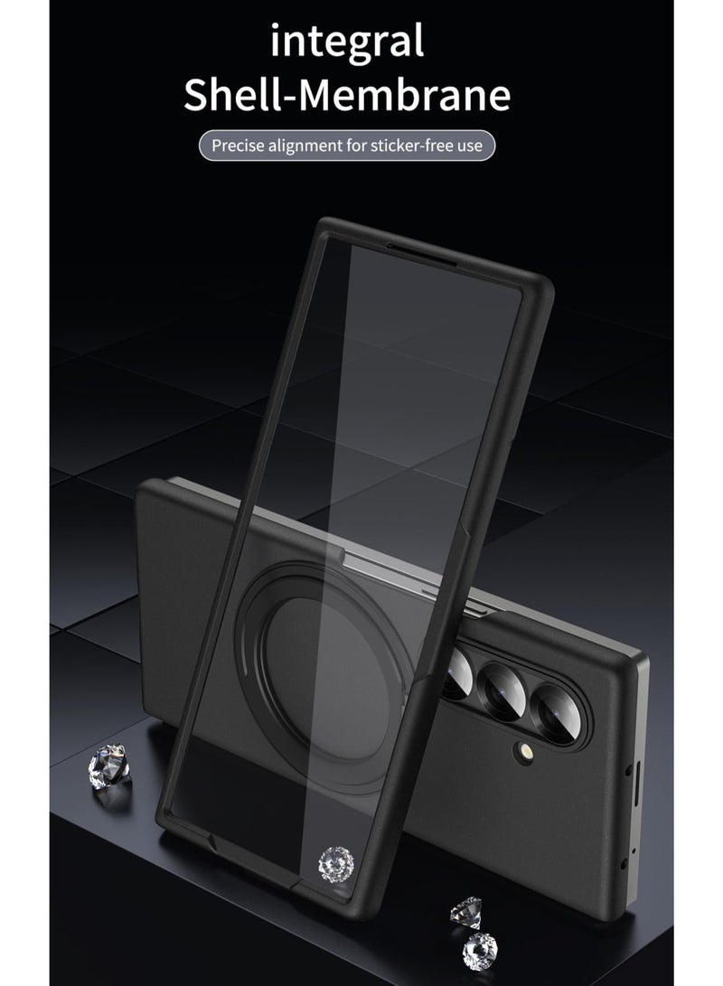 general Magnetic Case for Samsung Galaxy Z Fold 7 5G [Built-in Screen Protector] [Support Wireless Charging] Micro-Frosted Shockproof Cover with 360° Rotating Ring Holder Stand - Image 5
