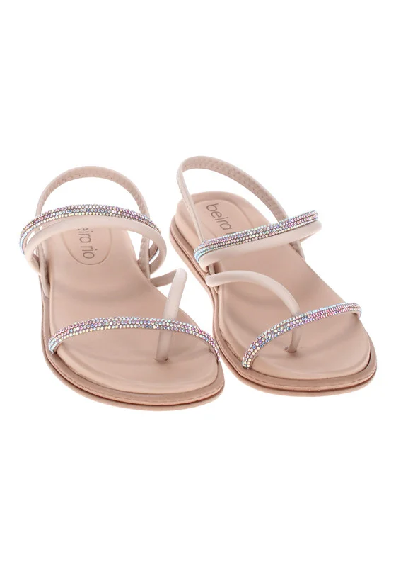 Beira Rio Beira Rio Ladies Flat Sandals Cream | Made In Brazil