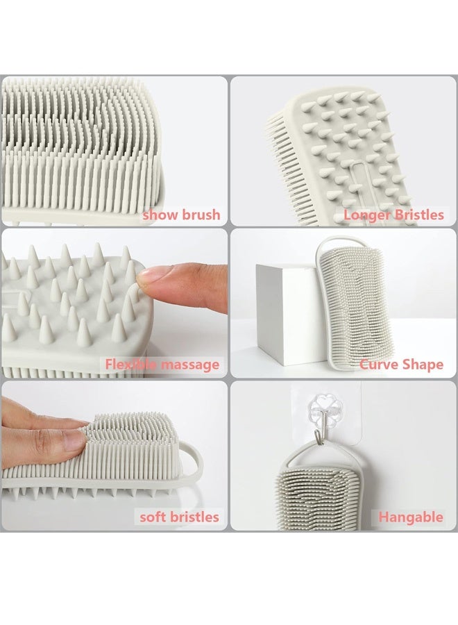 فرشاة تقشير الجسم المصنوعة من السيليكون، فرشاة تقشير لطيفة بشعيرات ناعمة 22 مم، تنظيف عميق وتدليك فروة الرأس، تصميم مريح غير قابل للانزلاق، سريع الجفاف، مناسب للسفر للاستحمام - Image 2