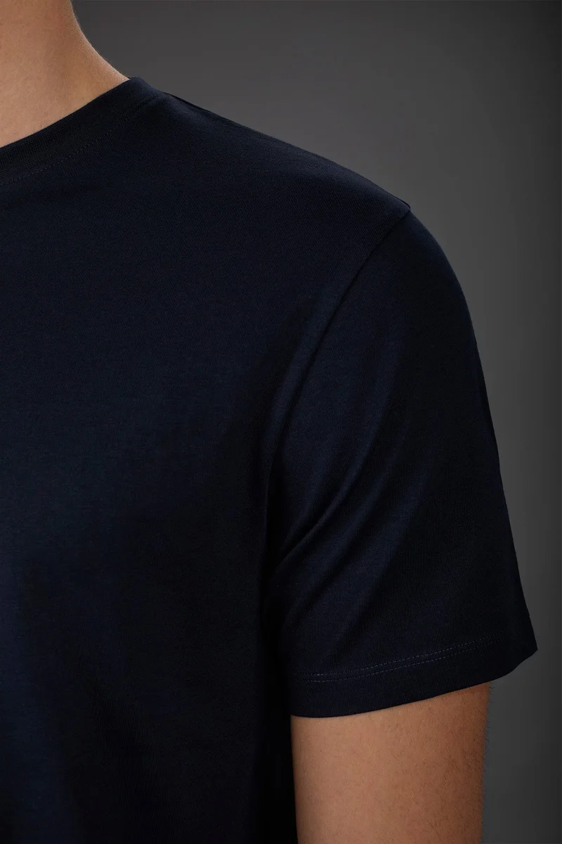 Doppelganger Blue Men's short-sleeved jersey T-shirt with collar 100% cotton - DK Blue for Men | Best Price UAE