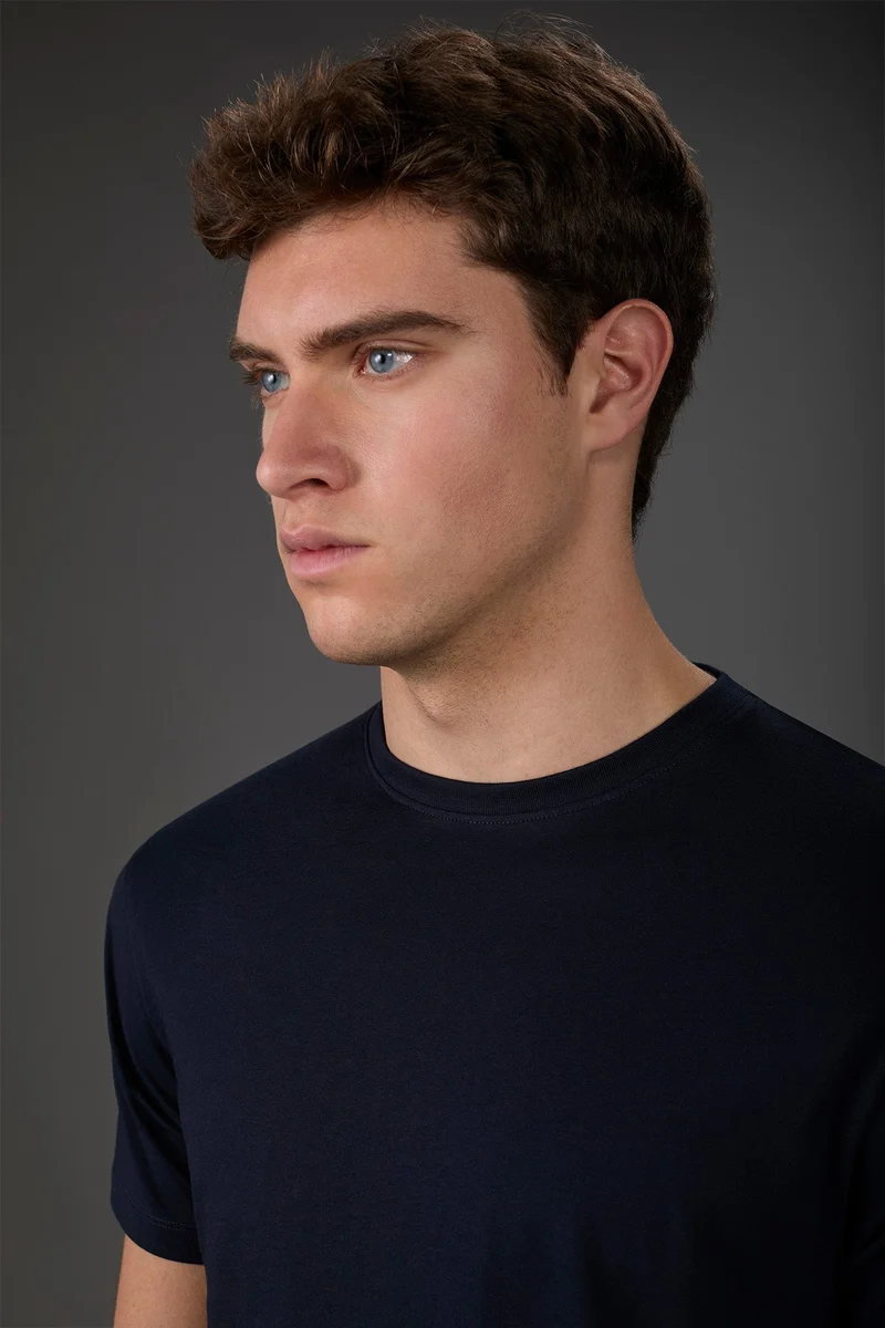 Doppelganger Blue Men's short-sleeved jersey T-shirt with collar 100% cotton - DK Blue for Men | Best Price UAE