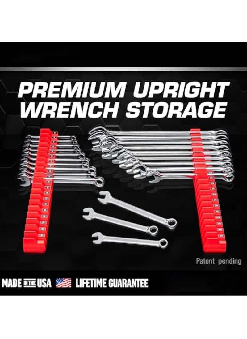 KASTWAVE 20 Pcs Magnetic Wrench Pro Wrench Storage, Tool Drawer Organizers, for 20 Wrenches - Black  - Image 2