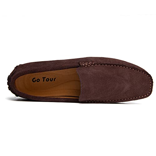 Go Tour أحذية لوفر جلد سويدي يدوي للرجال بني 12/48 - Image 5